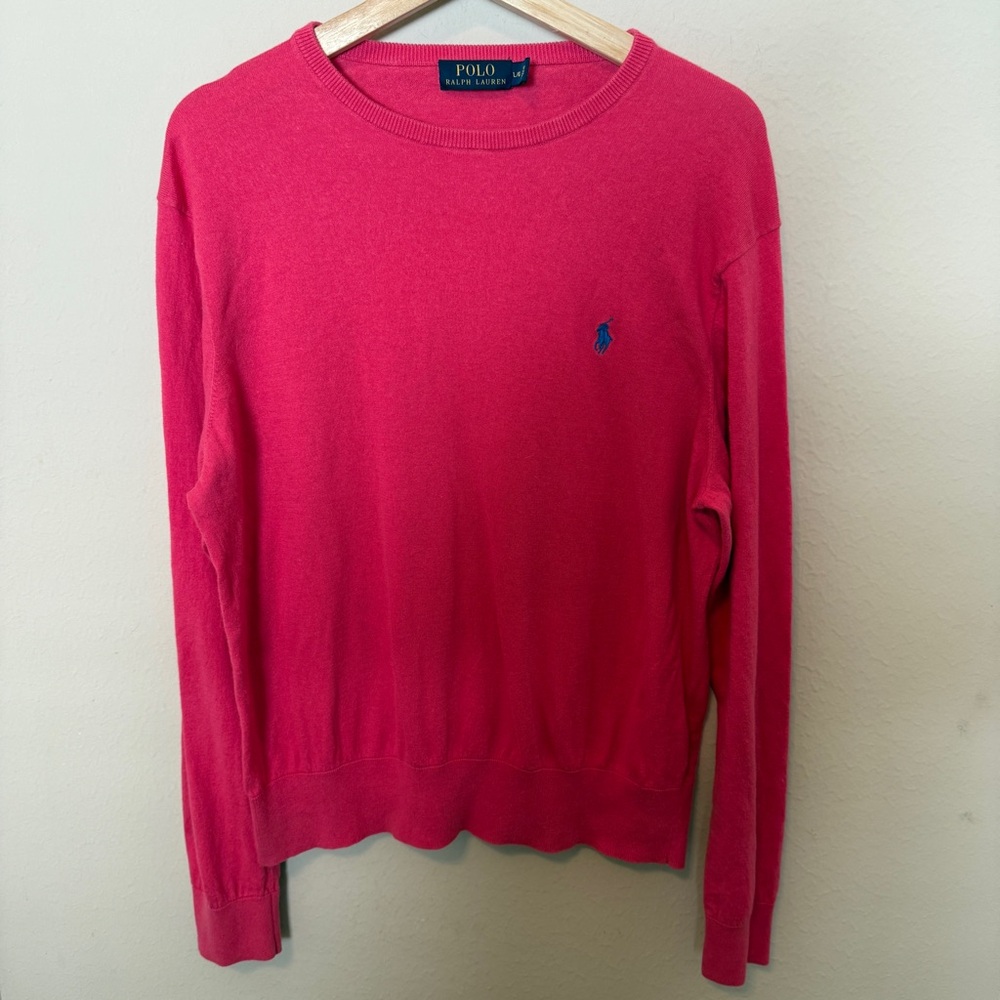 Polo Ralph Lauren Sweater Women’s Large Crew Neck Cotton Cashmere Pink